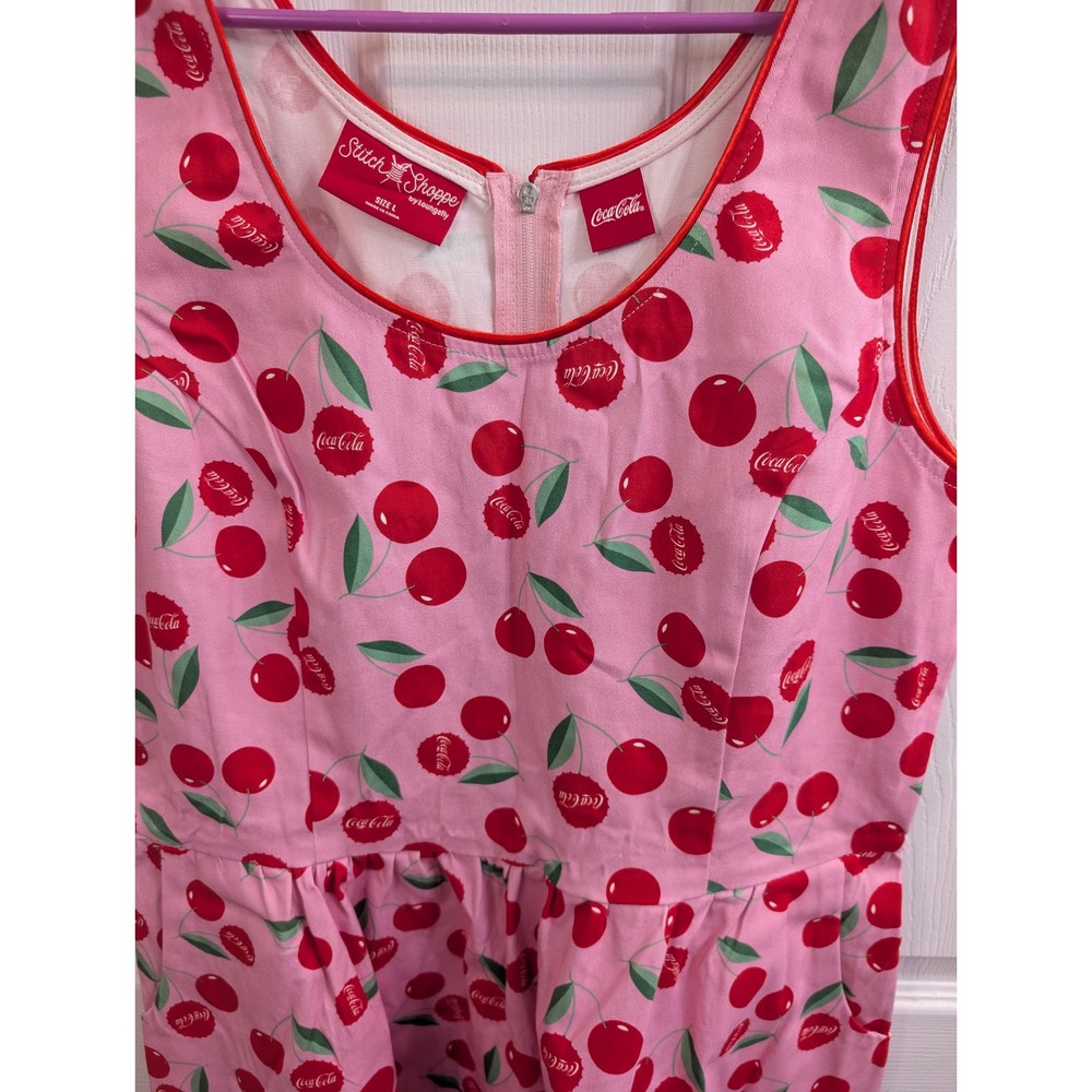 Stitch Shoppe Loungefly Coca-Cola Dress Women Pink Cherry‎ Retro - Size L - Picture 3 of 6